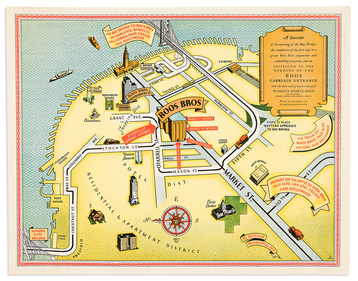 (PICTORIAL MAPS.) A Souvenir of the opening of the Bay Bridge,